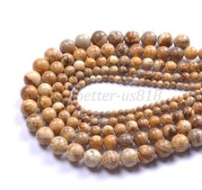 Natural Picture Stone Gemstone Round Beads 16" 4MM 6MM 8MM 10MM 12MM