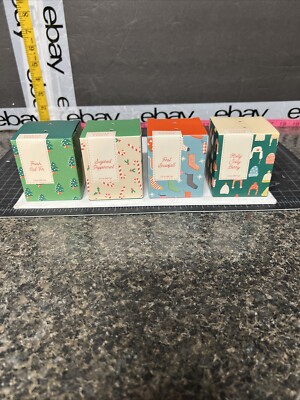 4 Christmas Candles Fresh Cut Fir/Sugared Peppermint/First Snowfall/Holly Berry