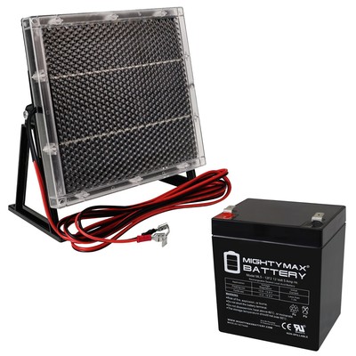 Mighty Max 12V 5AH F2 SLA Battery Replaces Securitron M62F + 12V Solar Panel