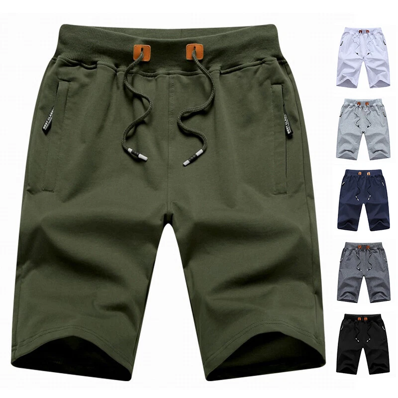 Mens Shorts Elasticated Waist Gym Short Summer Knee Length Chino Half Pant NEW