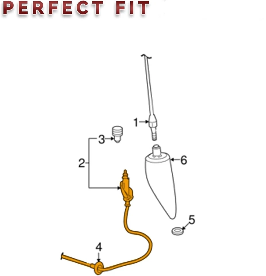 Conjunto de base de cable de antena de radio para Dodge Ram 1500 2009-14 2500 3500 Foto 3 de 4