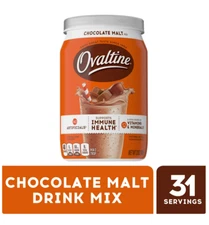 Ovaltine Chocolate Malt Powdered Drink Mix for Hot and Cold Milk Canister 12 oz