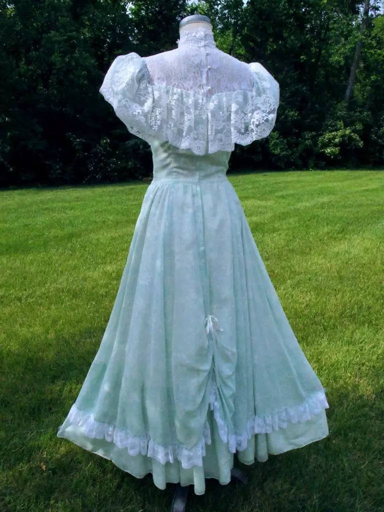 Vintage Gunne Sax Wedding Dress 7 CottageCore Neo Victorian Green