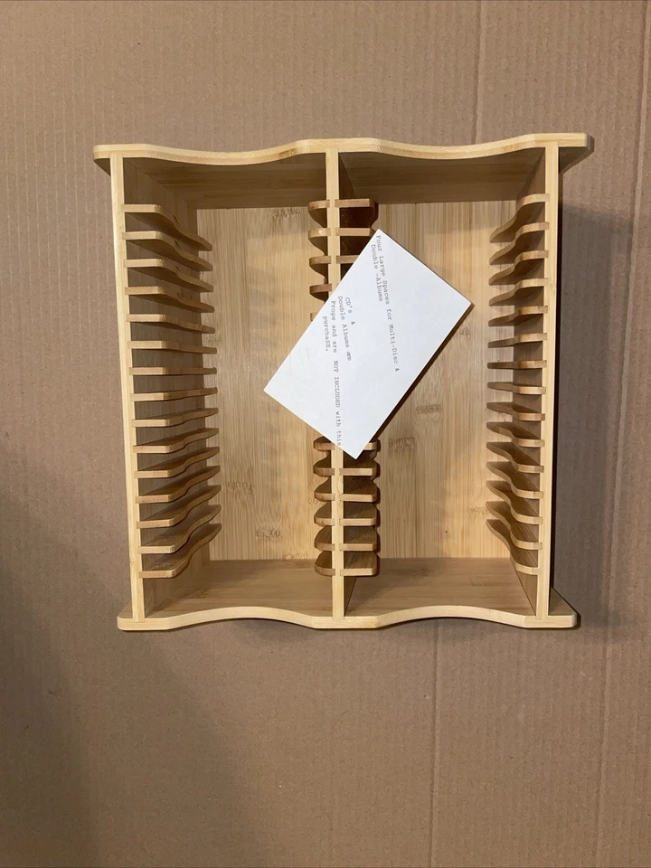 Soporte de CD de bambú ligero organizador de estante para discos compactos estuches transparentes para joyas Foto 3 de 4