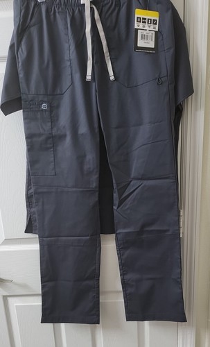 WonderWink Women's V-Neck Scrub Top & Pants size M Gray New - Picture 2 of 4