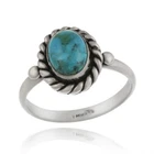 925 Silver Turquoise Oval Vintage Ring Size 7