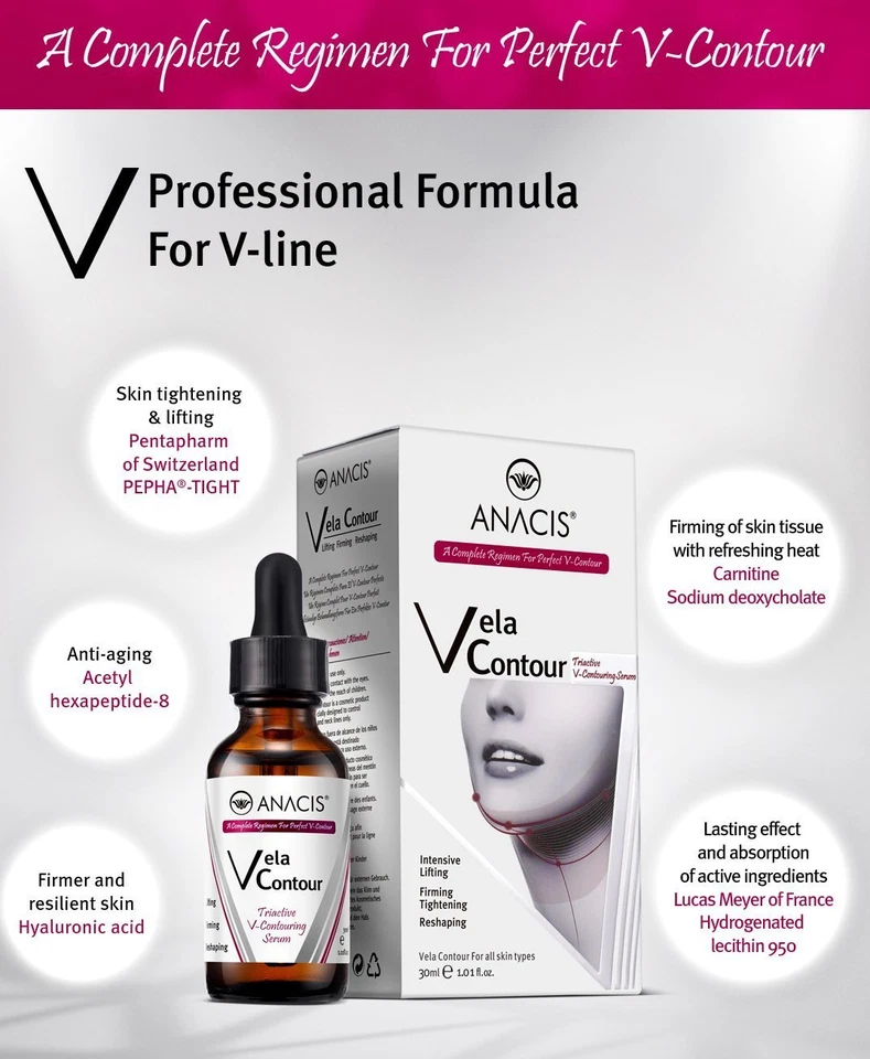 Neck Firming Lifting V line Double Chin Reducer Vela Contour Serum & Cream. Set  - Image 3 of 4