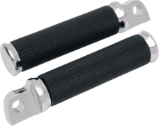 Drag Specialties Chrome Hotop Knurled Black Nylon Male Foot Pegs Set for Harley