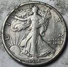 1916-D Walking Liberty Half Dollar. Attractive Circulated Details, Rim Damage