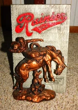 1960s RAINIER BEER The Bronc Twister After Sculpture CM Russell PLAQUE SIGN EX+