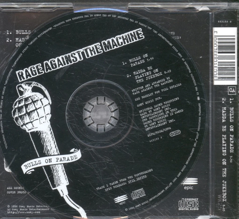 Rage Against The Machine Bulls On Parade CD UK Epic 1996 Single 6631522 - Bild 2 von 2