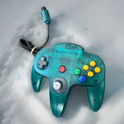 n64 Ice Blue Funtastic Controller OEM Hall Effect Joystick Analogue 3D - Tested
