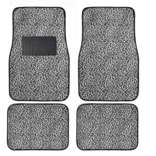New 4pc Animal Print Gray Cheetah Floor Mat Set Universal For Cars Trucks Suvs New 4pc Animal Print Gray Cheetah Floor Mat Set Universal For Cars Trucks Suvs