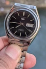 Vintage Seiko 5 Automatic Stainless Steel Wristwatch Black Dial made in Japan