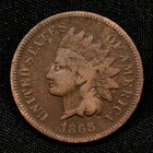 • KEY DATE • 1868 MPD FS-301, S-8 INDIAN HEAD CENT 1c MISPLACED DATE F FINE