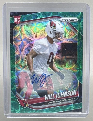 Will Johnson 2025 Panini Prizm #370 Green Scope RC Auto /75 Rookie