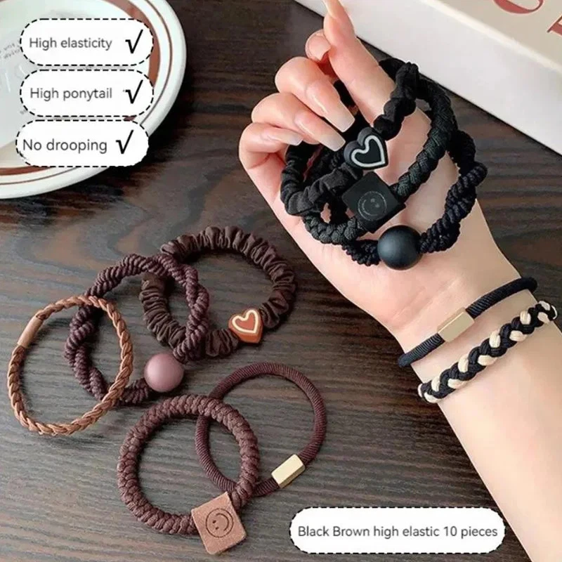 Juego de 10 PIEZAS Anillos para el Pelo para Mujeres Bandas Elásticas de Cuero Soportes Cola de Caballo Moda Duradera Foto 4 de 4