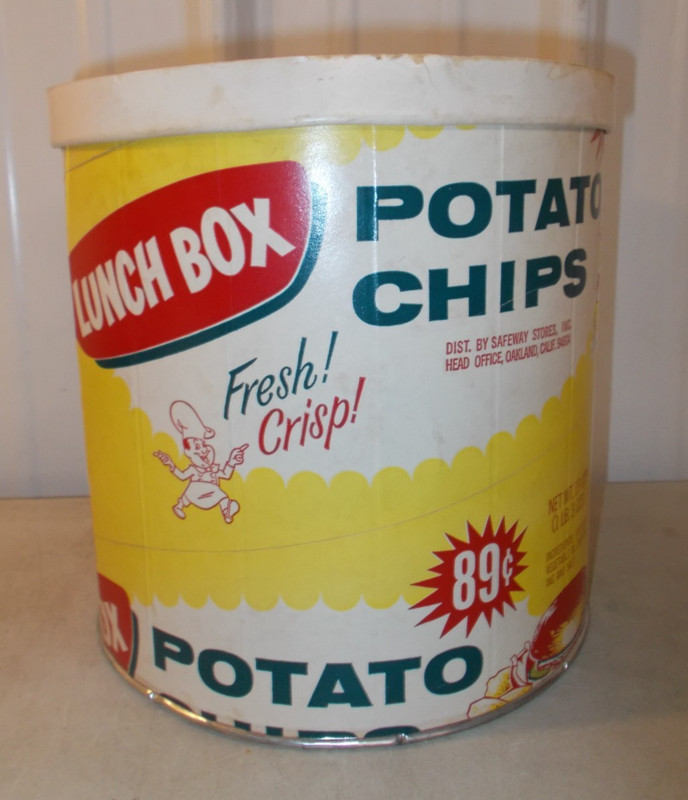 Potato Chips Lunch Box Cardboard Container 19 oz Empty Fresh Crisp Vintage