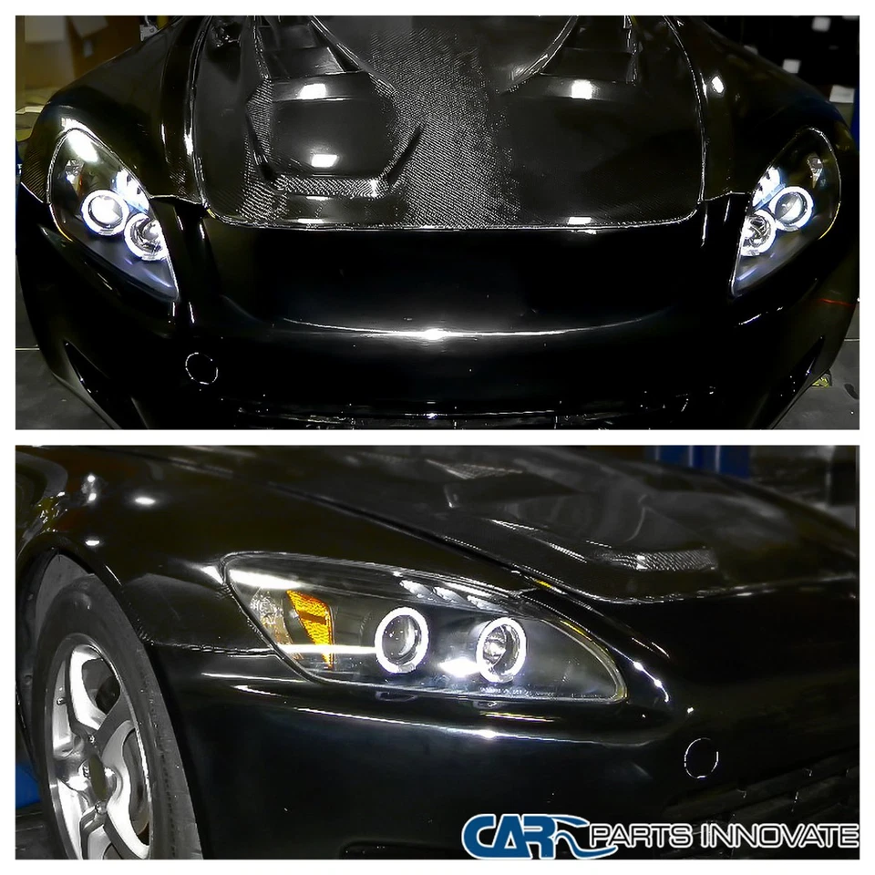 Fit 00-03 Honda S2000 S2K AP1 Black LED Dual Halo Projector Headlights Lamps L+R Foto 3 de 4