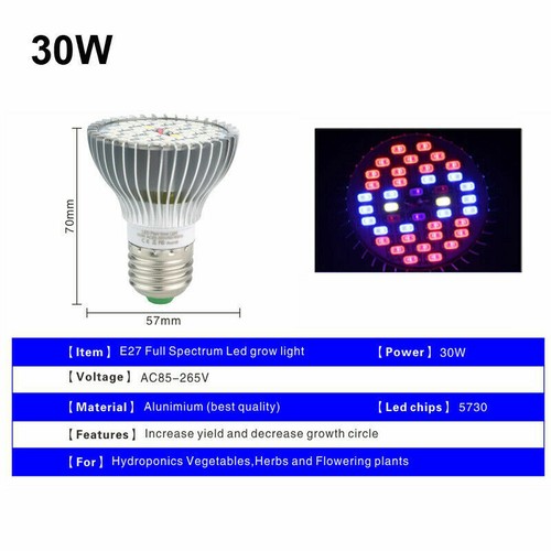 18/30/50/80W E27 Led Grow Light Full Spectrum Lamp Bulb for Plant Hydroponics - Picture 5 of 12