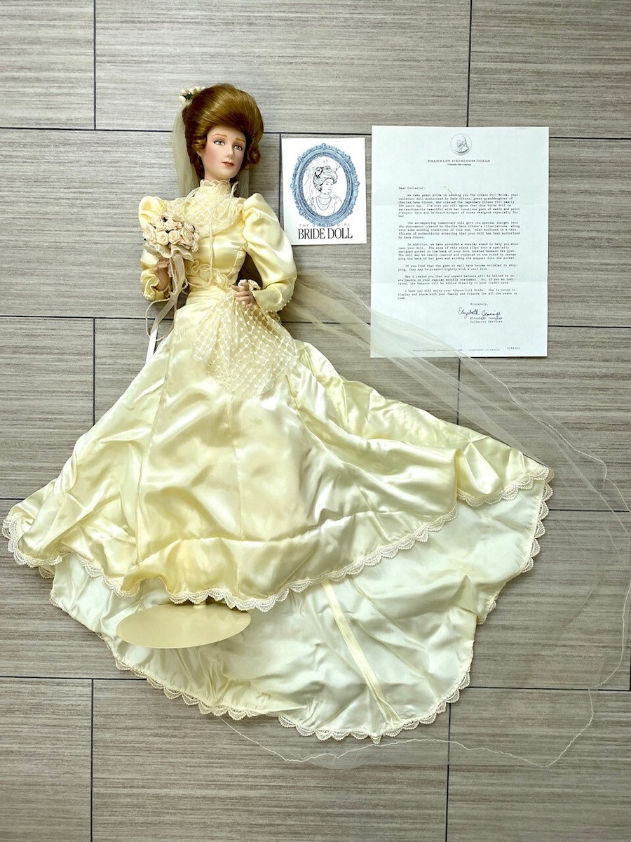The Gibson Girl Bride Porcelain Doll 22” Franklin Heirloom