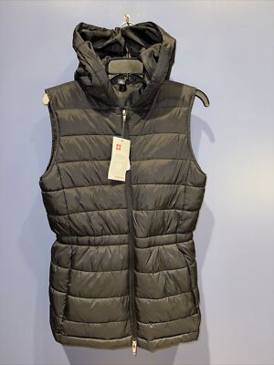 Small 4-5 Womens Puffer Vest, Black Hooded, Swiss Tech, Zip