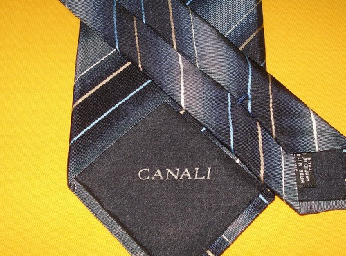 MEN'S CANALI MULTI COLOR STRIPED TIE - TIES - NECKWEAR - DESIGNER TIES. - Picture 3 of 4
