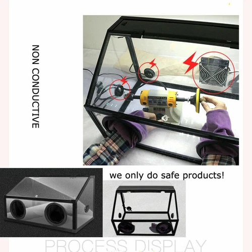 Dust Box 110V 3mm Fully Enclosed Electric Grinding Table Polisher Acrylic Cover - Picture 8 of 13