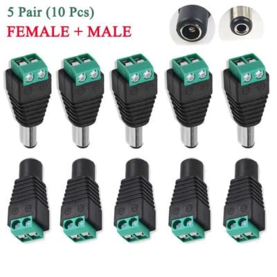 SECURICAM 5 Pairs Female Male DC Power Connector Adapter Socket Jack Plug CCTV Cable LED