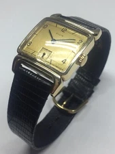 Elgin Mens 10k GF Watch Vintage 1945 Blue Steel Hands Horn Lugs Runs 15j Cal.554