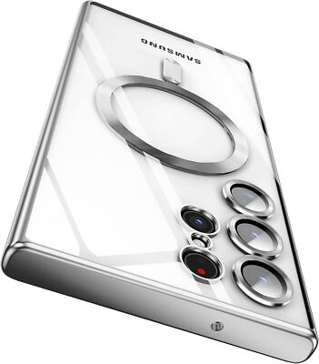 For Samsung Galaxy S24 S23 Ultra S22 Plus Clear Case Slim Plating Mag Safe Cover