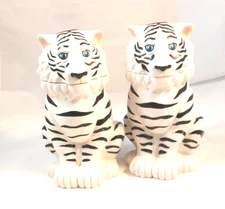 Ringling Bros Barnum & Bailey Circus WHITE TIGER Lidded Stein Mug Cup 2 set