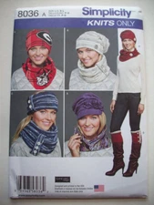 Cold weather hats scarf headband boot topper  Pattern 8036 one size for all