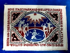 BIELEFELD 25 MARK NOTGELD STOFFGELD SILK 15. JULI 1921 GERMANY BANKNOTE (20693)