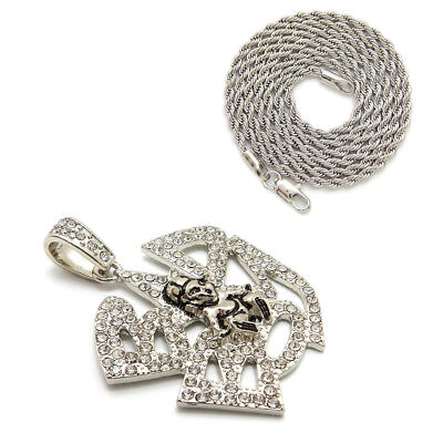 Iced Silver PT BAD BOY Pendant & 24 Iced Silver PT BAD BOY Pendant & 24