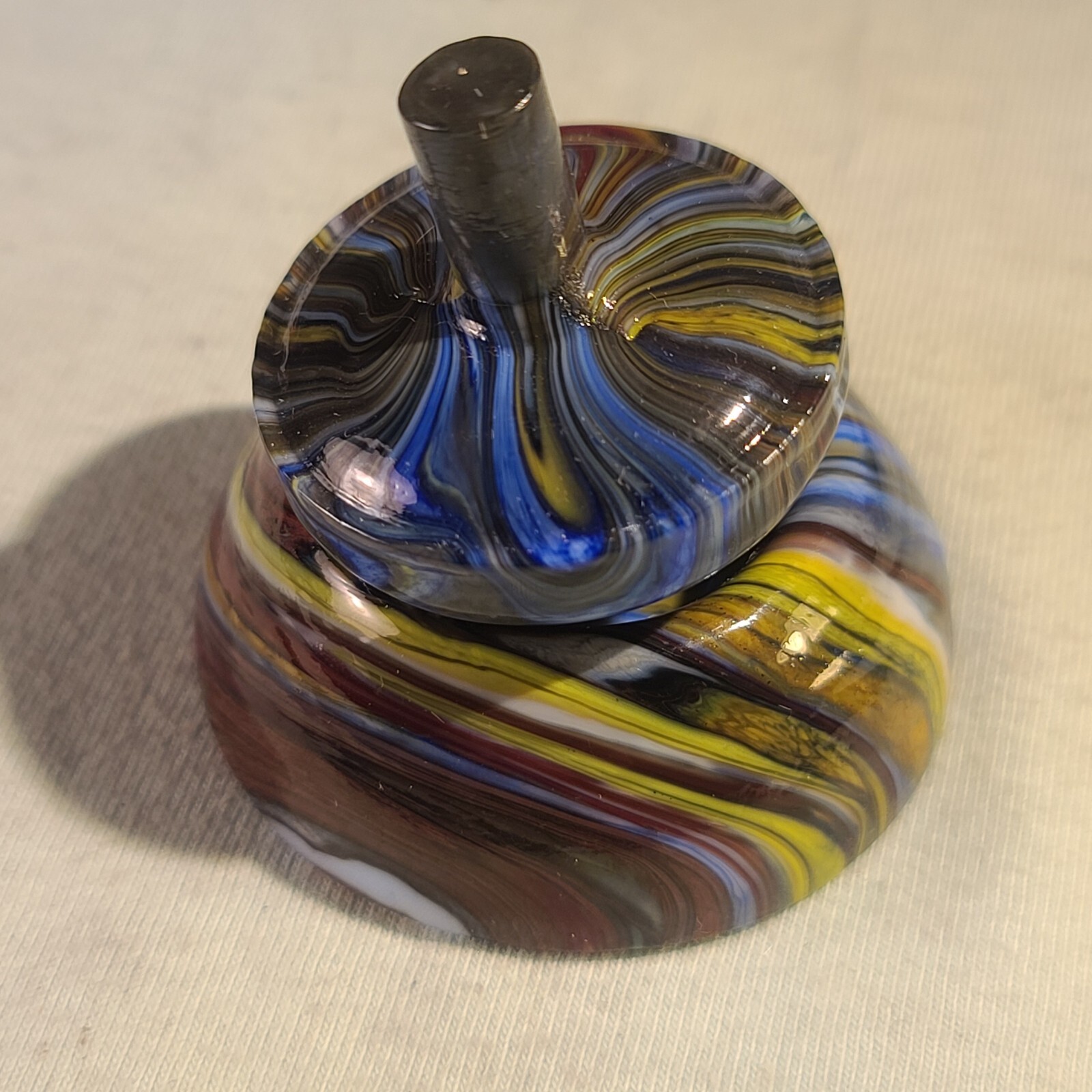ANDY DAVIS, Glass Art Spinning Top & Base, Megans Run (?), #255A