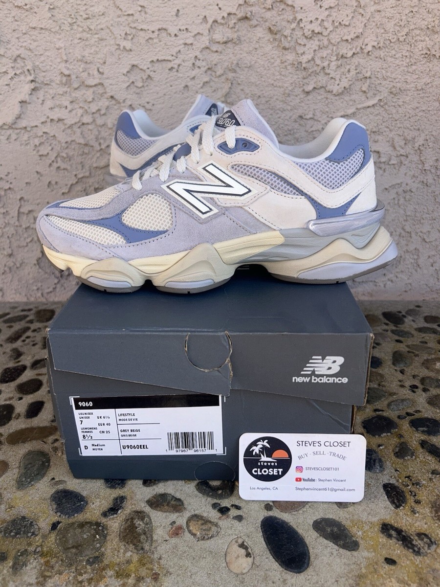 New Balance 9060 Pearl Grey Linen Athletic Sneakers U9060EEL