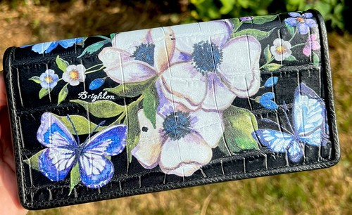 BRIGHTON NOIR JARDIN ROCKMORE BUTTERFLIES & FLOWERS ' Colorful WALLET Organizer