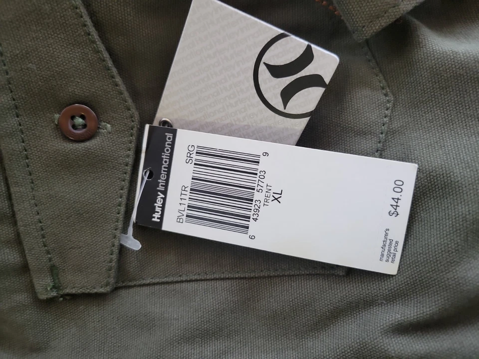 Hurley Freedom Teens Olive Army Green Denim Long Sleeve Shirt Boys XL - Image 2 of 4