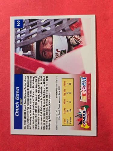 1994 Maxx #166 Chuck Bown, cd1 - Picture 2 of 3