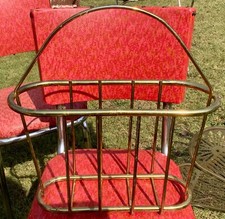 Vintage Mid-Century Modern Brass gold tone Metal Magazine record Rack/Holder