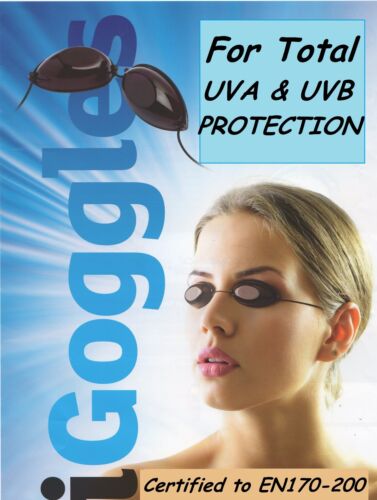20 NEW PAIRS OF ELASTICATED SUNBED TANNING UVA SLIMLINE EYE PROTECTION GOGGLES   - Picture 1 of 2