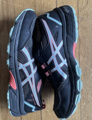 Mädchen schwarze Asics Laufschuhe, Größe 5 Yputh, neonpink und meergrün