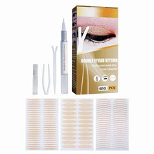 Invisible Waterproof Double Eyelid Lift Tape – 480 PCS, 3 Sizes + Cream
