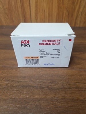 25 Pk Clamshell Access ID Cards Proximity Pre Programmed Clamshell 125Hz 26-Bit