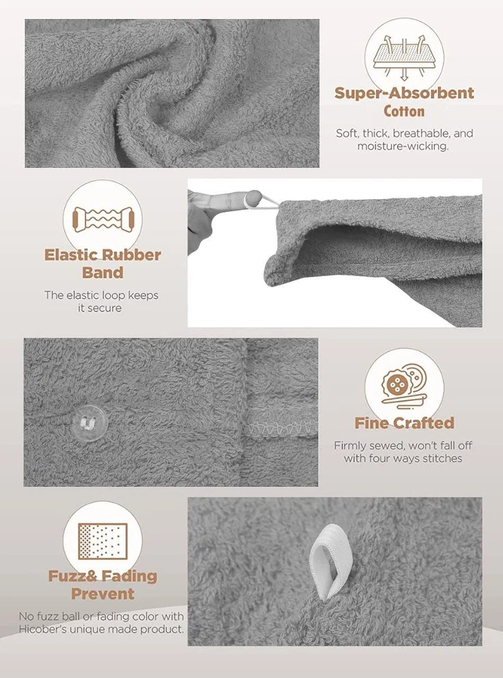 Paquete de 3 toallas envolventes para el cabello 100 % algodón para mujer - multicolor - toalla para la cabeza aprox. Foto 3 de 4