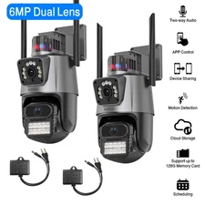 2PCS Dual Lens 6MP WiFi Security Camera 8X Zoom Outdoor Home Night Vision CCTV
