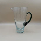 Vintage Blenko Glass 550-P Sham Bottom Pitcher Crystal & Emerald 8” Very HTF
