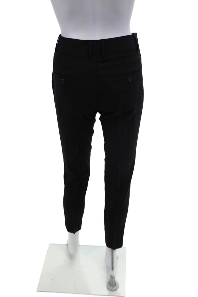 Pantalón de vestir Vince para mujer arrugado pierna ajustada pantalón negro mezcla de lana talla 2 Foto 3 de 4