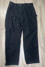 NWT Carhartt Men's Double Knee Work Pants 40x32 Black Canvas USA B01-M Utility
